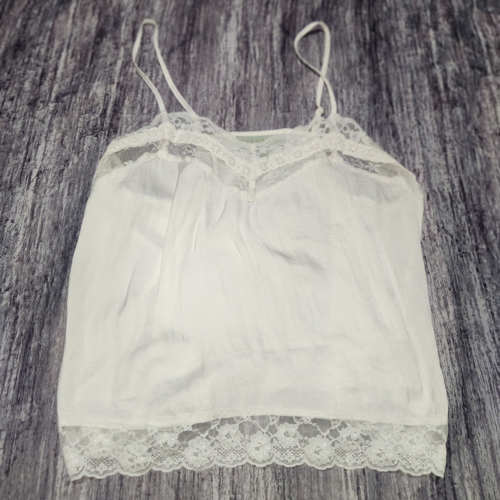 Ryegrass White‎ Lace Trimmed Cami Top Women's Medium Sleeveless